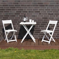 Set bistrot tavolo e sedie in legno pieghevoli verniciato bianco