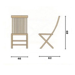 Sedie da giardino pieghevoli in legno di teak naturale