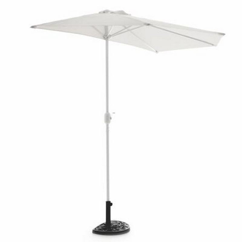 Festnight Ombrellone Da Balcone E Giardino A Mezzaluna - 270x135x245cm, Terracotta, Tessuto UV Resistente, Palo In Alluminio Con Manovella