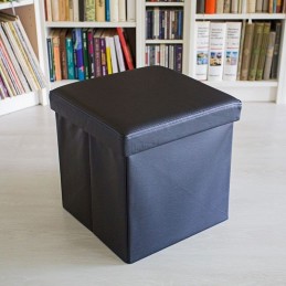 Pouf contenitore in ecopelle quadrato