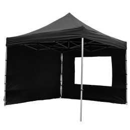 Gazebo pieghevole in alluminio per fiere mercatini 3x3 nero