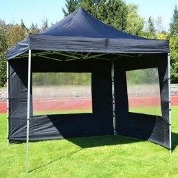 Gazebo pieghevole in alluminio per fiere mercatini 3x3 nero