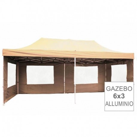 Gazebo pieghevole in alluminio per mercatini 3x6 beige