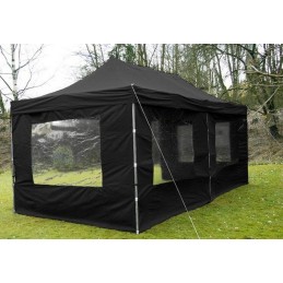 Gazebo pieghevole in alluminio per fiere mercatini 6x3 nero