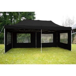 Gazebo pieghevole in alluminio per fiere mercatini 6x3 nero