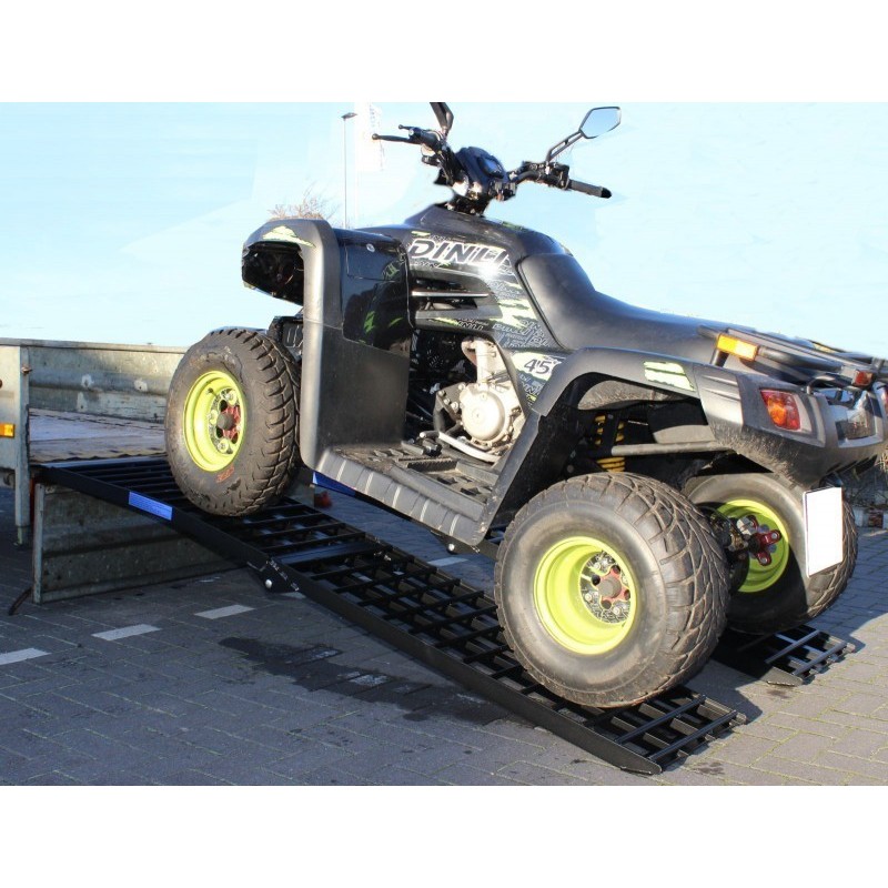 Rampa Pieghevole In Alluminio Per Moto E ATV – 2,1 Metri – Capacità 340 Kg – Con Cinghia E Dita In Gomma