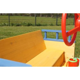 Outsunny Sabbiera per Bambini 3-8 Anni a forma di Barca senza Fondo, Sabbionaia in Legno di Abete e Poliestere, 190x90x138 cm, Multicolore