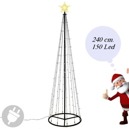 Albero di Natale moderno da esterno con luci Led alto 240 cm.