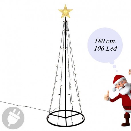 Albero di Natale moderno e luminoso da esterno alto 180 cm.
