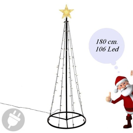 Albero di Natale moderno e luminoso da esterno alto 180 cm.