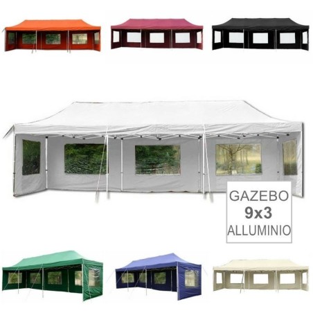 Gazebo pieghevole professionale in alluminio 9x3