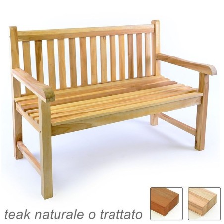 Panchina da esterno e giardino in legno di teak a 2 posti