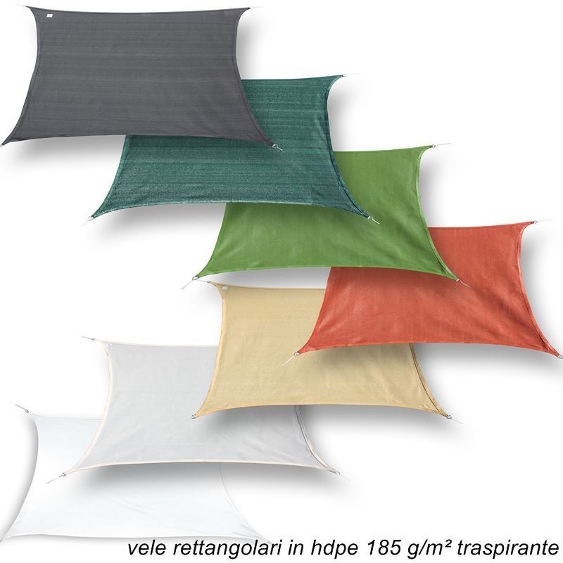 Tenda a Vela 1.2 x 3 m Traspirante HDPE Protezione UV 95% Rettangolare Tenda Parasole con Occhielli e Fune Rete Ombreggiante 85% per Esterno Giardino Terrazza Balcone, Color Crema
