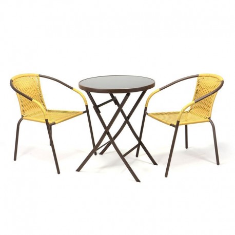 Set bistrot tavolo pieghevole e sedie per arredo esterno