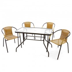 Set bistrot tavolo rettangolare e 4 sedie per arredo esterno