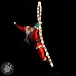 Babbo Natale con scala luminosa da esterno
