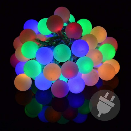 Catena luminosa da esterno con 50 palline led multicolor