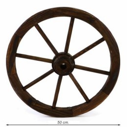 Ruota in legno da carro per decorazioni giardino da 50 cm.