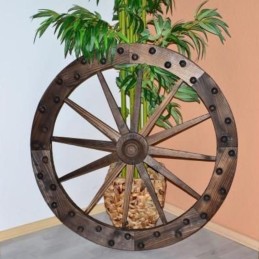 Ruota carro in legno per arredo giardino da 90 cm.