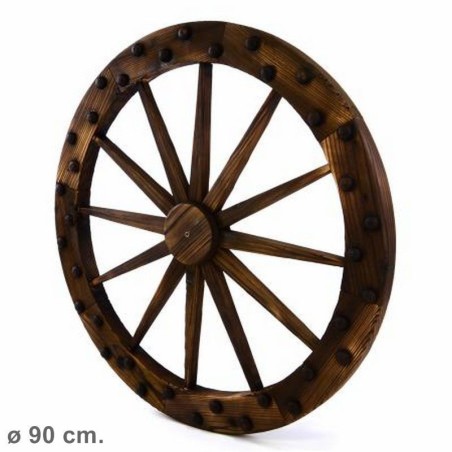 Ruota carro in legno per arredo giardino da 90 cm.