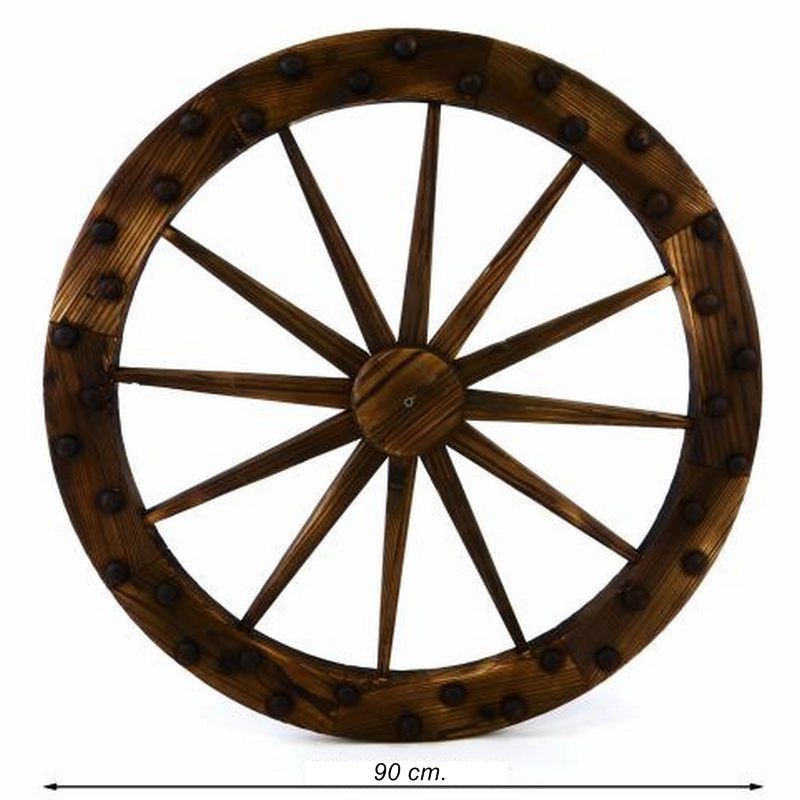 Relaxdays Ruota di Carro Vintage in Legno, Set da 3, Decorazioni per