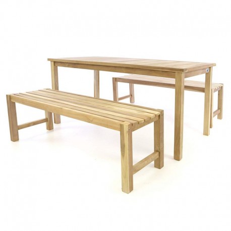 Tavolo e panche da esterno e giardino in legno di teak