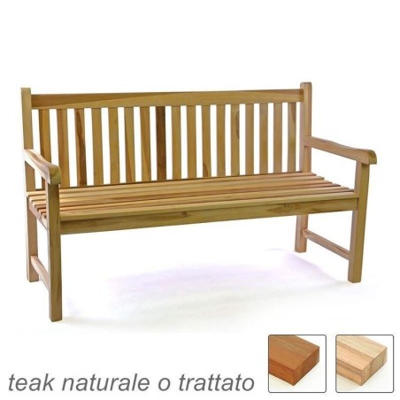 Panca da esterno e giardino in legno di teak a 3 posti