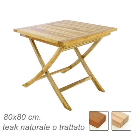 Tavolo in legno di teak da giardino quadrato pieghevole