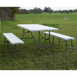 Tavolo con panche richiudibili da esterno per giardino o campeggio