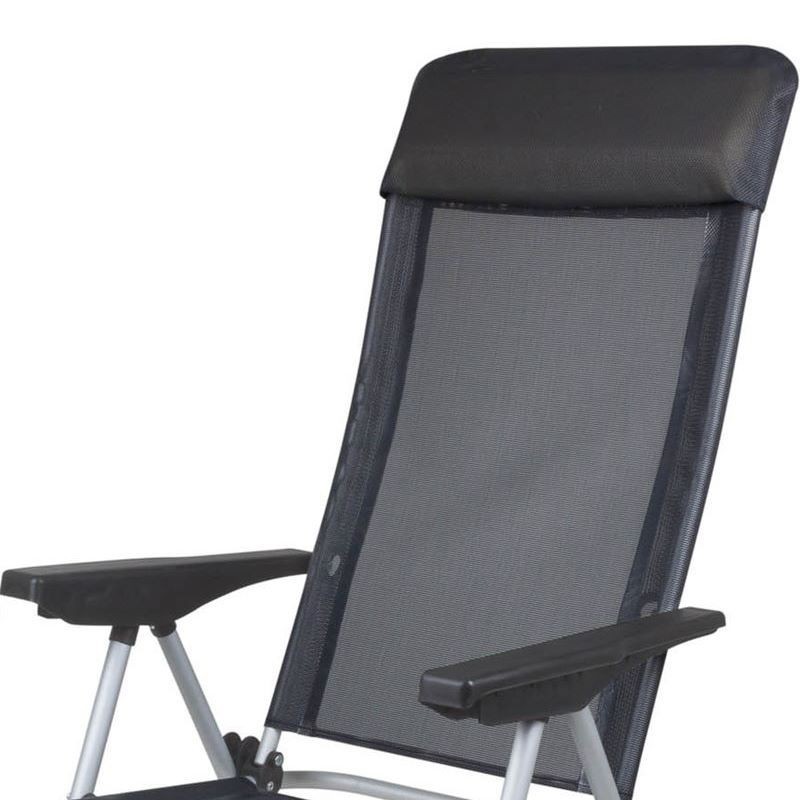 Sedia Da Giardino Pieghevole Con Schienale Regolabile 7 Posizioni | Struttura In Acciaio, Tessuto Resistente Alle Intemperie, Antracite E Marrone, Carico Max 120kg