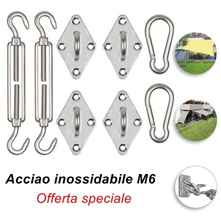 Set accessori montaggio per vele ombreggianti in acciaio inox M6