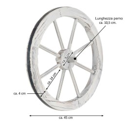 Ruota da carro decorativa in legno shabby chic da 45 cm.