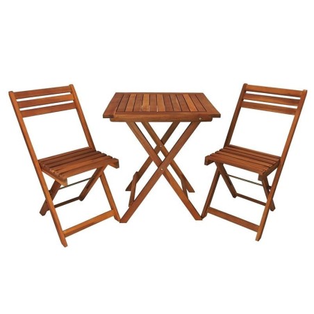 Set tavolo e 2 sedie in legno pieghevoli per bistrot, bar, balcone o giardino