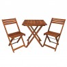 Set tavolo e 2 sedie in legno pieghevoli per bistrot, bar, balcone o giardino