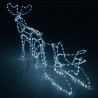 Renna luminosa natalizia e slitta 3D con luci led bianco freddo