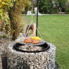 Barbecue in pietra con gabbione, griglia e braciere