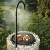 Barbecue in pietra con gabbione, griglia e braciere