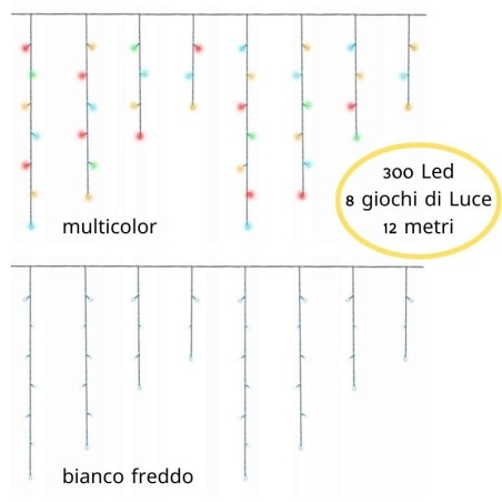 Tenda luminosa di Natale da esterno 300 Led 12 metri