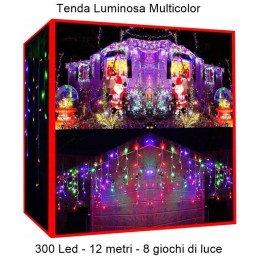 Tenda luminosa di Natale da esterno 300 Led 12 metri