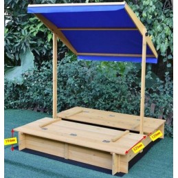 Sabbiera in legno con tettuccio e panchine
