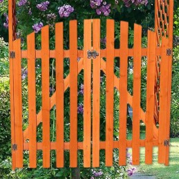 Arco per rampicanti con cancello e grigliato in legno da giardino