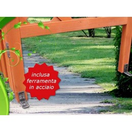 Arco per rampicanti con cancello e grigliato in legno da giardino