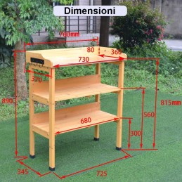 Banco da lavoro in legno da esterno per giardinaggio e fai da te