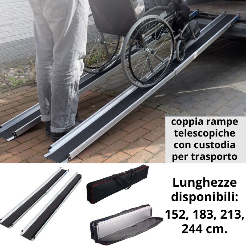 Coppia rampe disabili telescopiche portatili in alluminio per disabili e anziani non autosufficienti