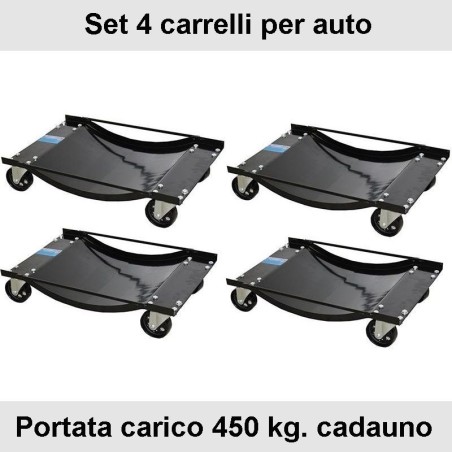 Carrelli sposta auto sottoruota: set 4 pezzi