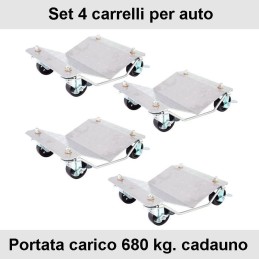 Carrelli sposta auto sotto ruota: set 4 pezzi