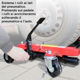 Carrello a cric idraulico sottoruota sposta auto