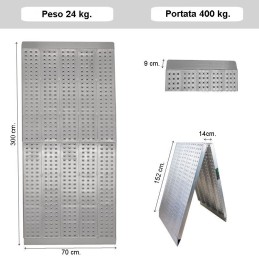 Rampa pieghevole in alluminio da 3 metri larga 70 cm.