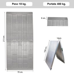 Rampa pieghevole in alluminio da 2 metri larga 70 cm.