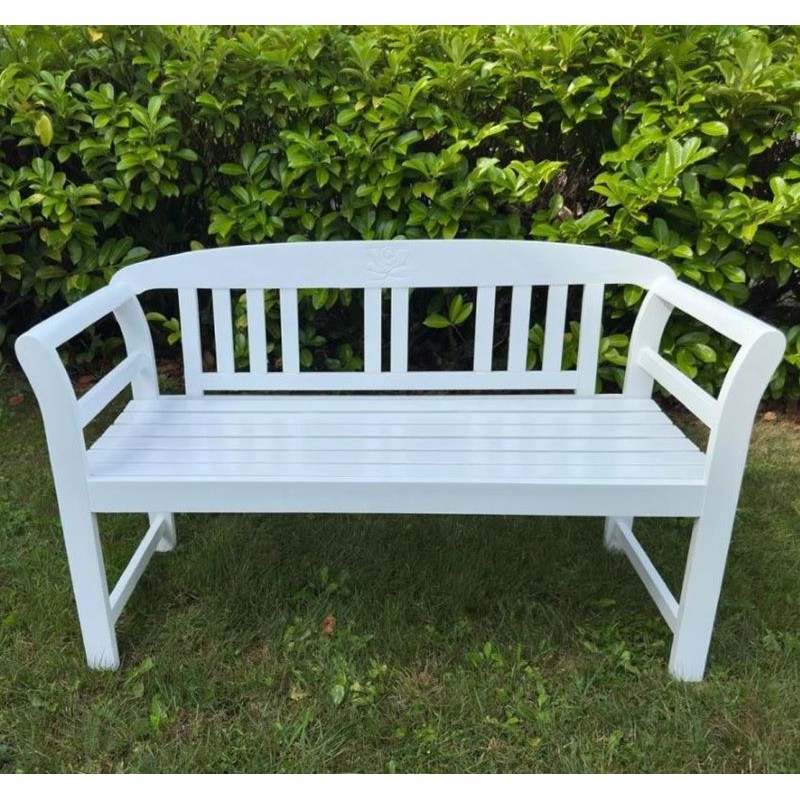 Panchina da giardino in legno bianca a 2 posti